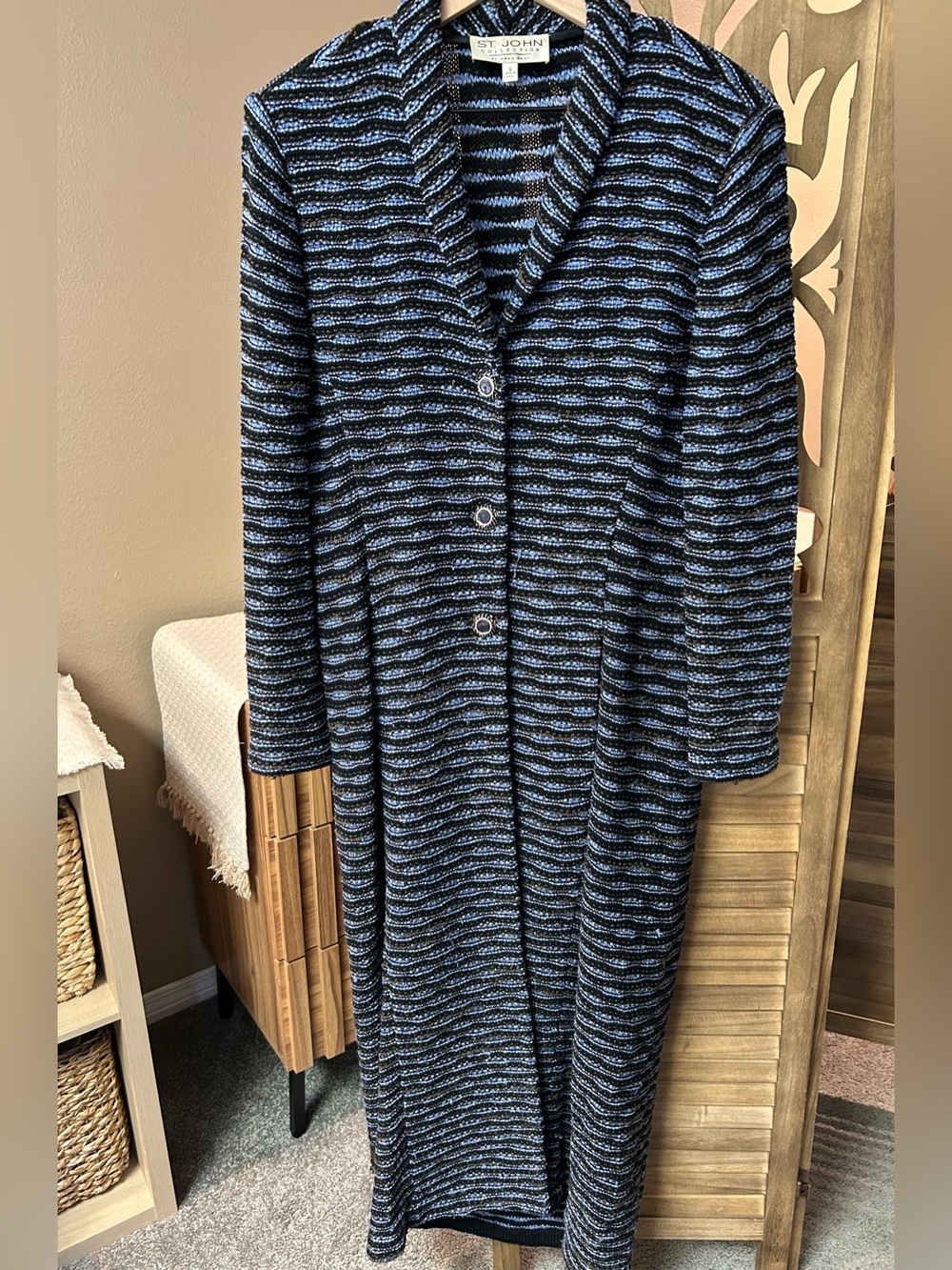 St. John Collection Duster Length Santana Knit Jacket Size 16